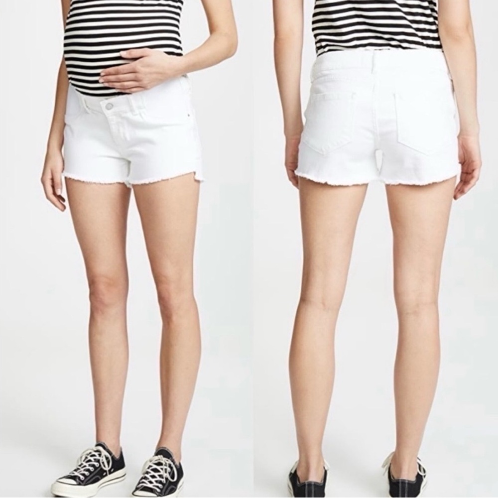 DL1961 Renee White Denim Maternity Shorts